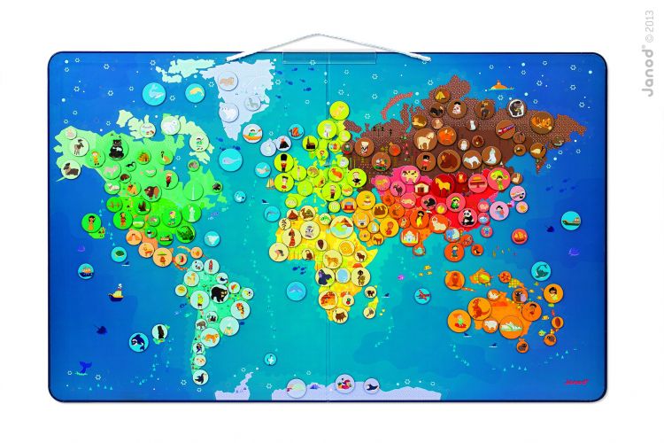 Janod Magnetyczna Mapa Zwierzęta Świata 3+