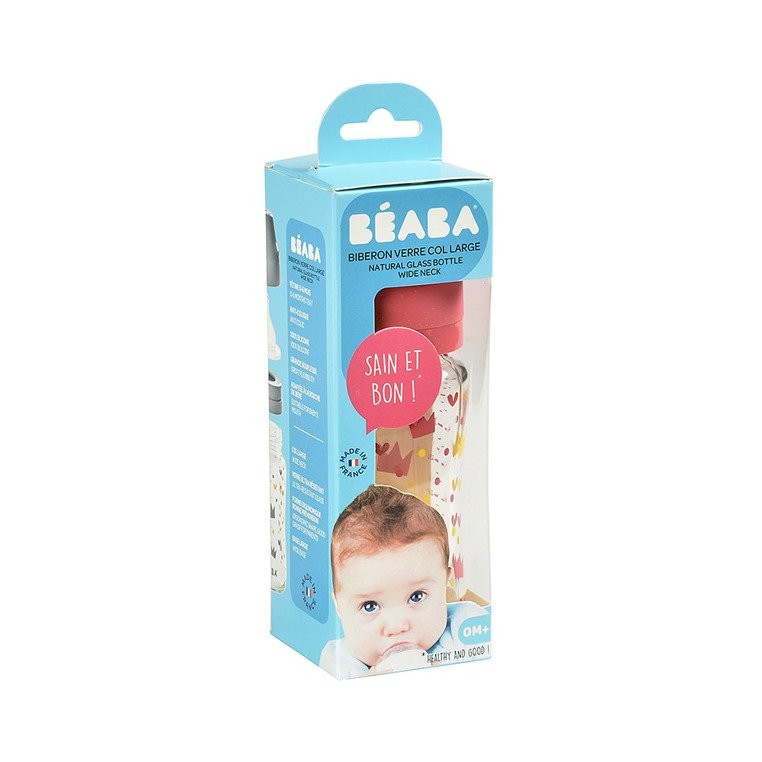 Beaba Butelka Szklana 240 ml Yellow/Pink Crown 0+