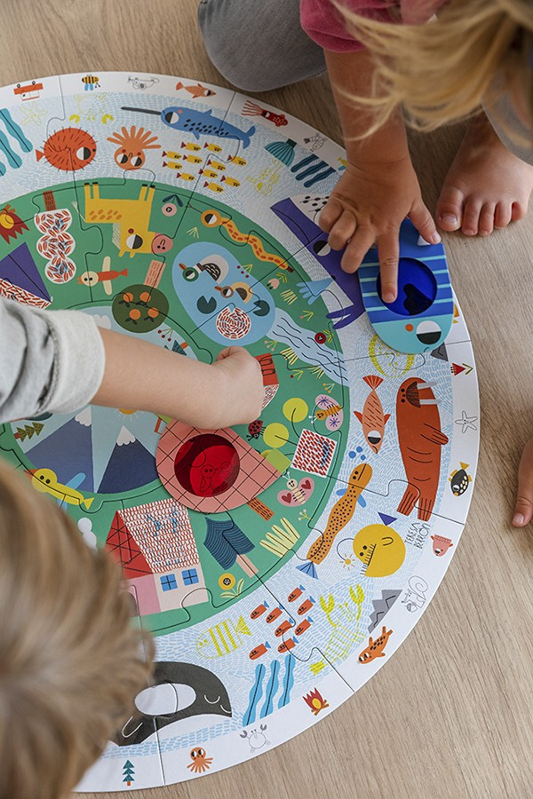 Okrągłe puzzle dla dzieci XXL Odkryj zwierzęta Goula