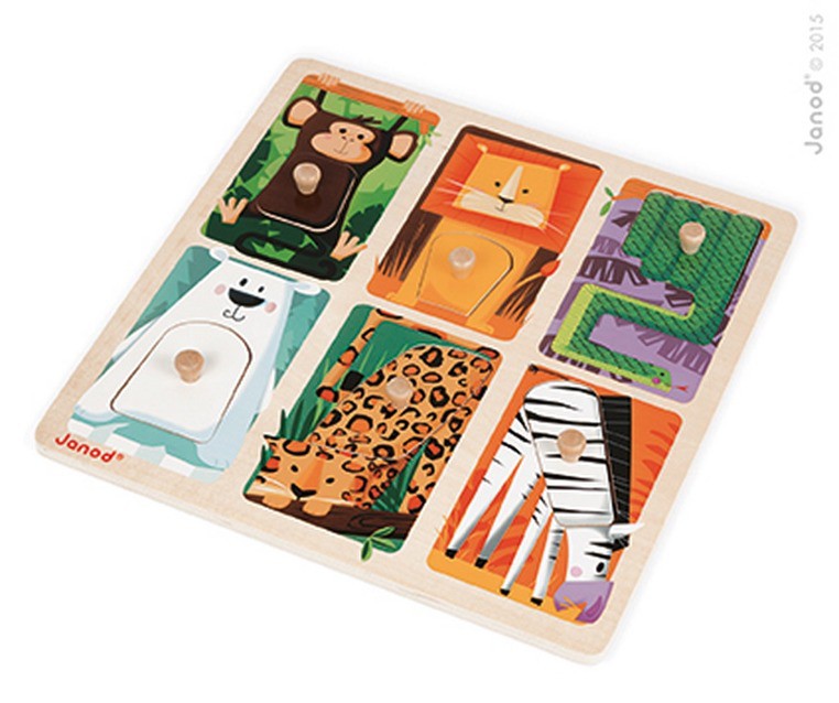 Janod Puzzle Sensoryczne Zwierzątka w ZOO 18m+