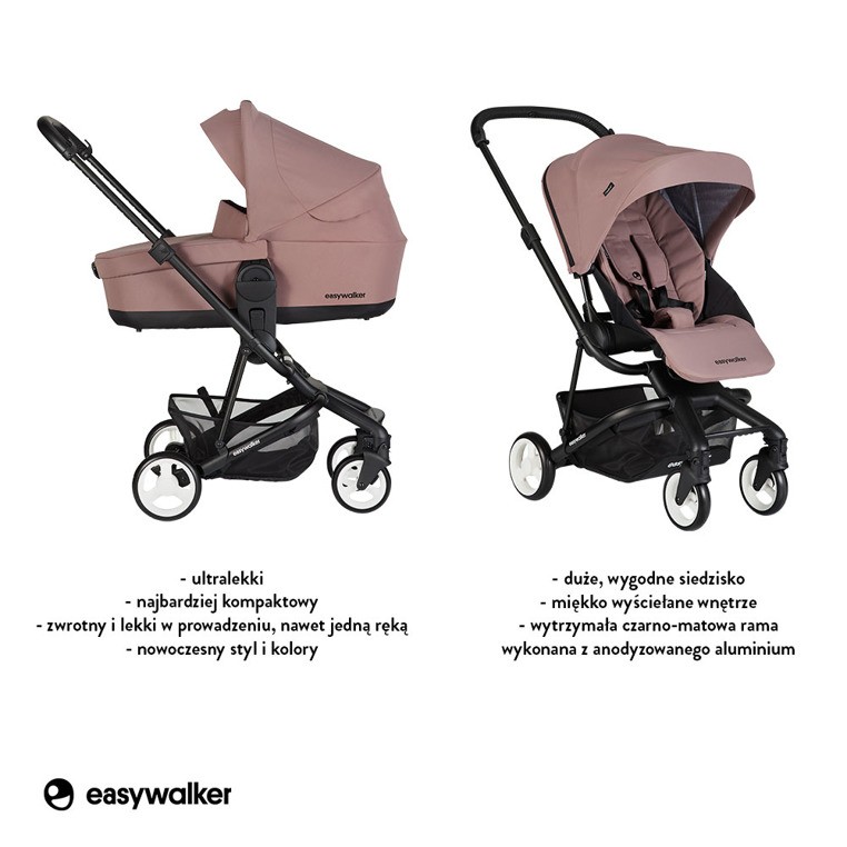 Easywalker, Charley Wózek głęboko-spacerowy Desert Pink (zawiera stelaż i siedzisko z budką)