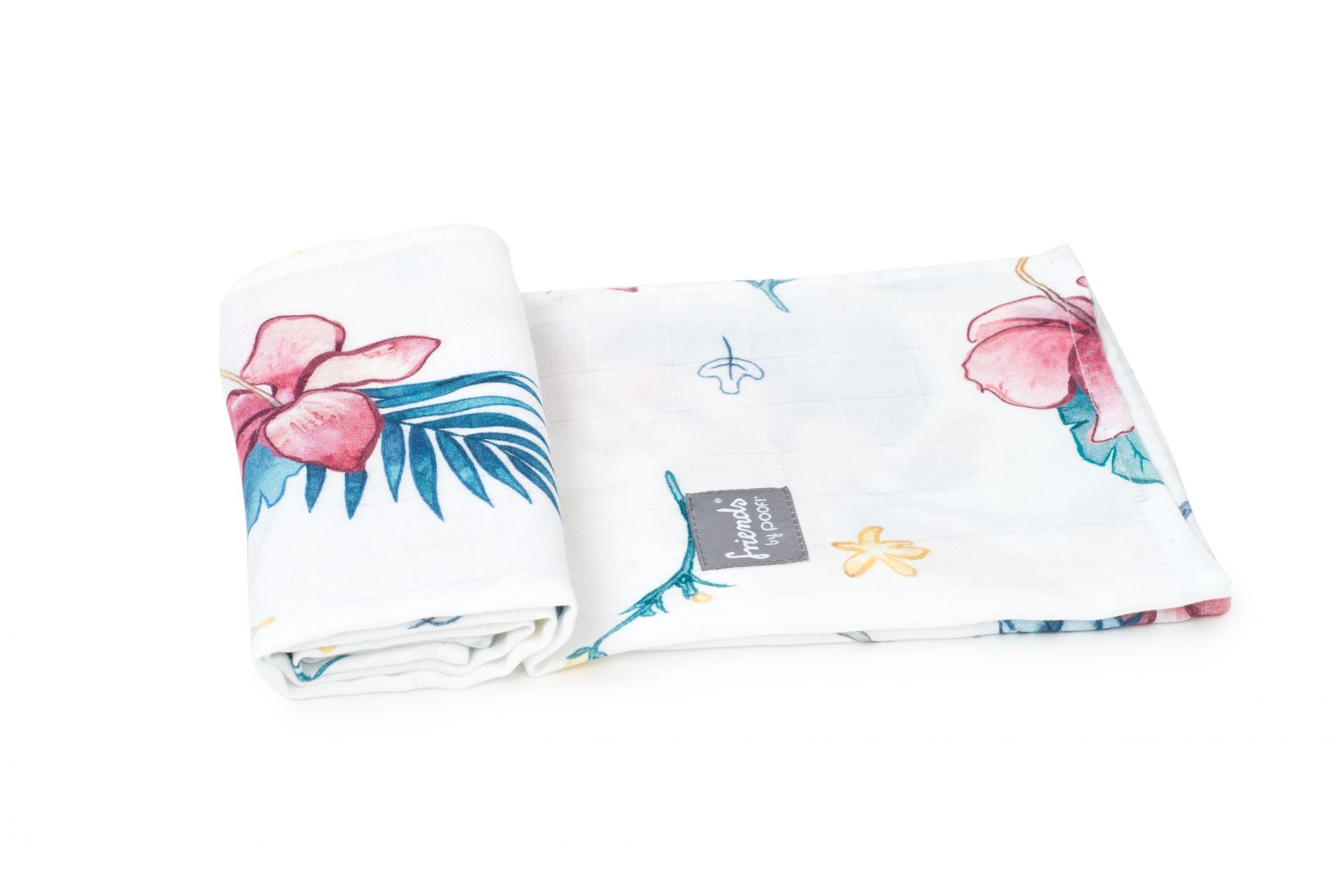 Poofi Otulacz Bambusowy Hibiskusy 0-3m