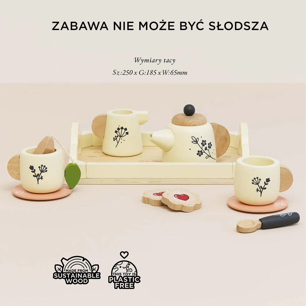 Drewniany zestaw do herbaty z akcesoriami kuchennymi (zabawka do gotowania) | Le Toy Van