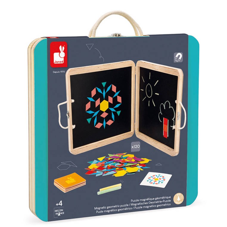 Janod, Układanka magnetyczna w drewnianej walizce Figury geometryczne