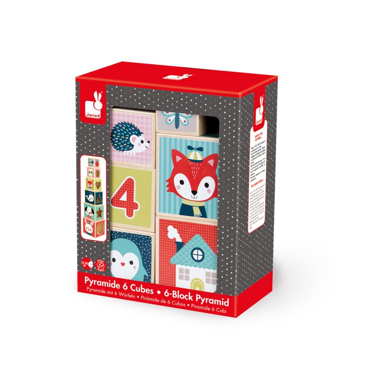 Janod Piramida Wieża Drewniana Baby Forest 12m+