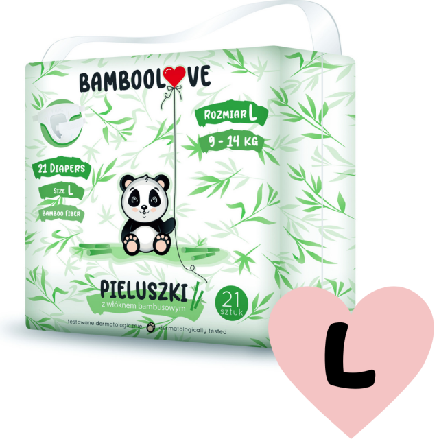 Bamboolove Pieluszki jednorazowe L (9-14kg) 21szt