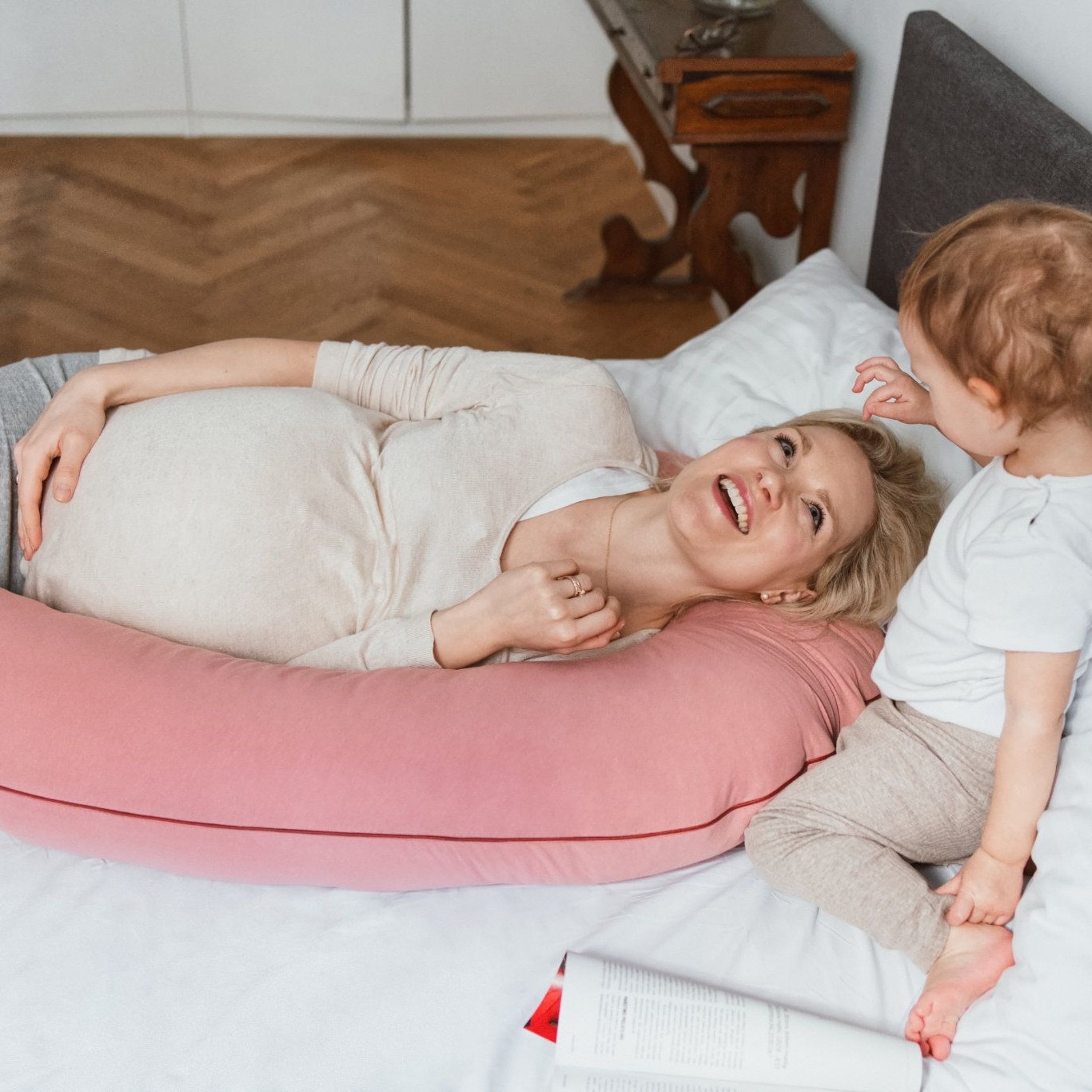 Poofi Poduszka ciążowa Organic - herbaciana róża 0+