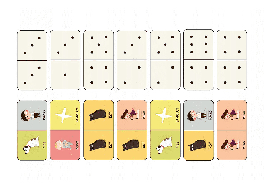 Gra Domino Pucio Dwustronne Kartoniki 2+