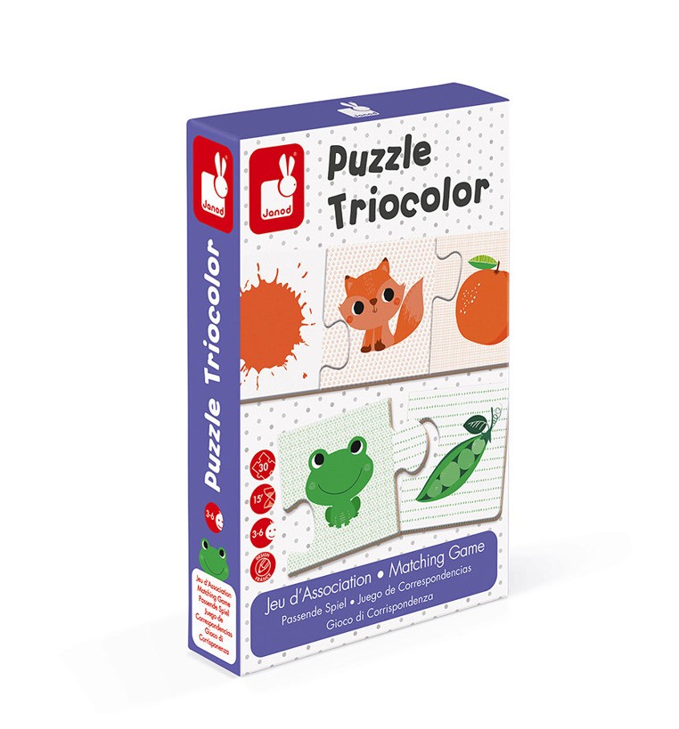 Janod Trzyczęściowe Puzzle Kolory 30 elementów 3+