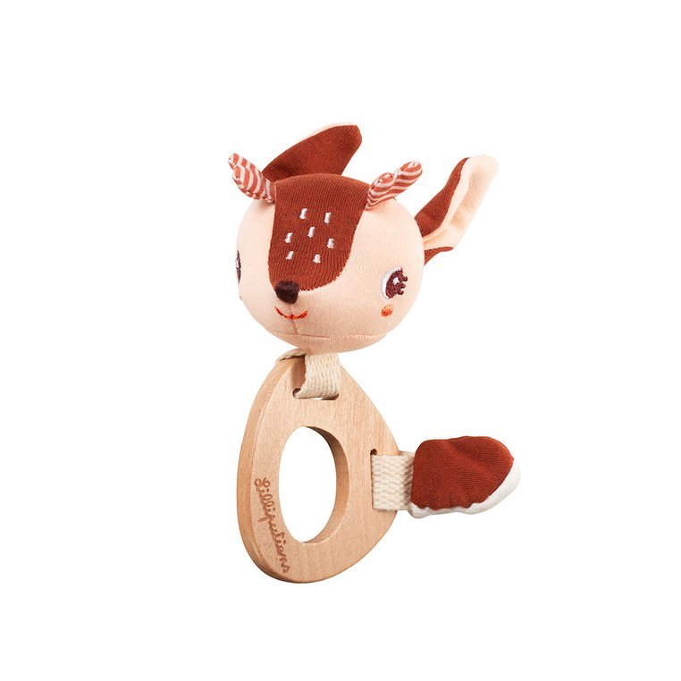 Lilliputiens, Grzechotka z drewnianym gryzakiem Sarenka Stella 3 m+ ECO