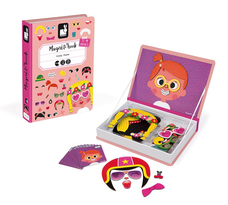 Janod Układanka Magnetyczna Śmieszne Buzie 3+