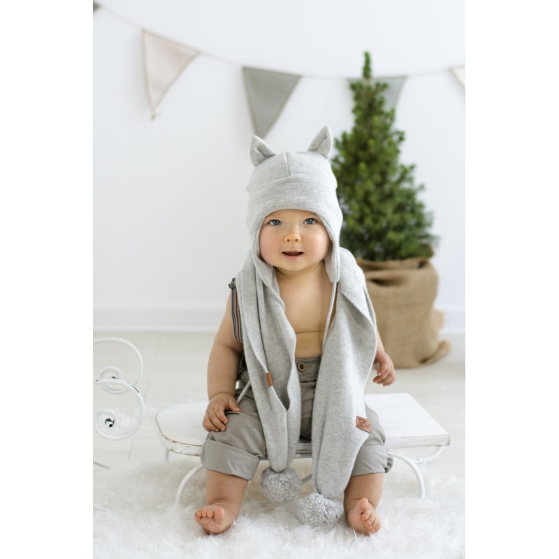 Effii, Czapka kaszmirowa z uszkami M srebrzysta