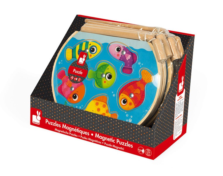 Janod Puzzle Magnetyczne Szybkie Rybki z Wędką 18m+