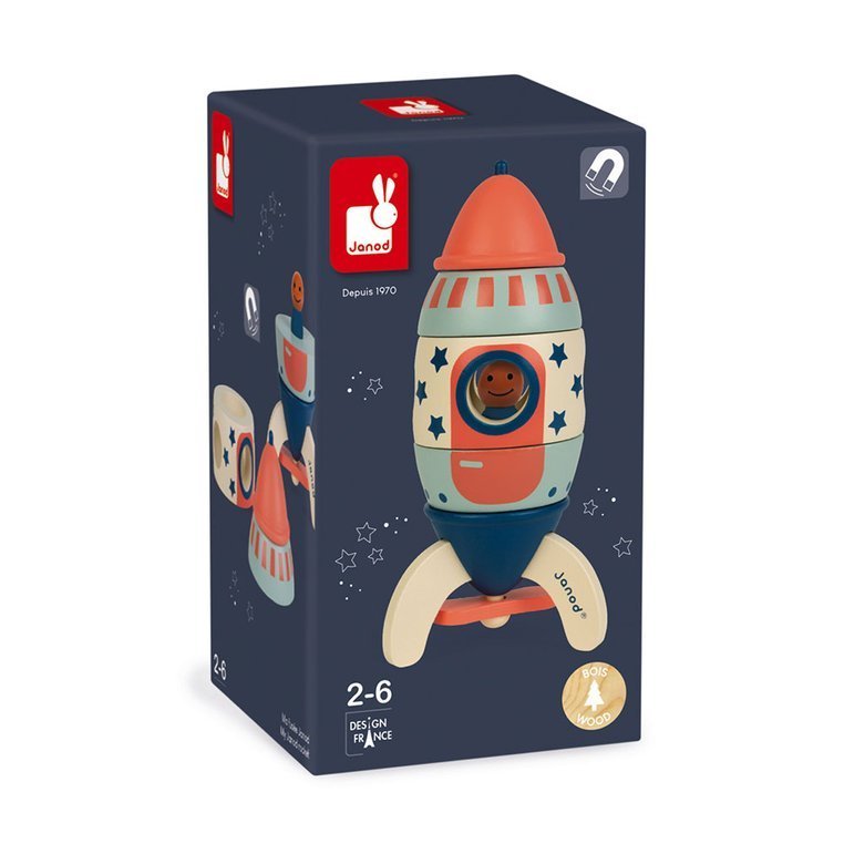 Janod Rakieta Magnetyczna Drewniana Pastelowa 2+