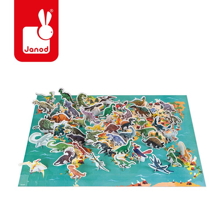 Janod Puzzle Edukacyjne Dinozaury 3D 200el 6+
