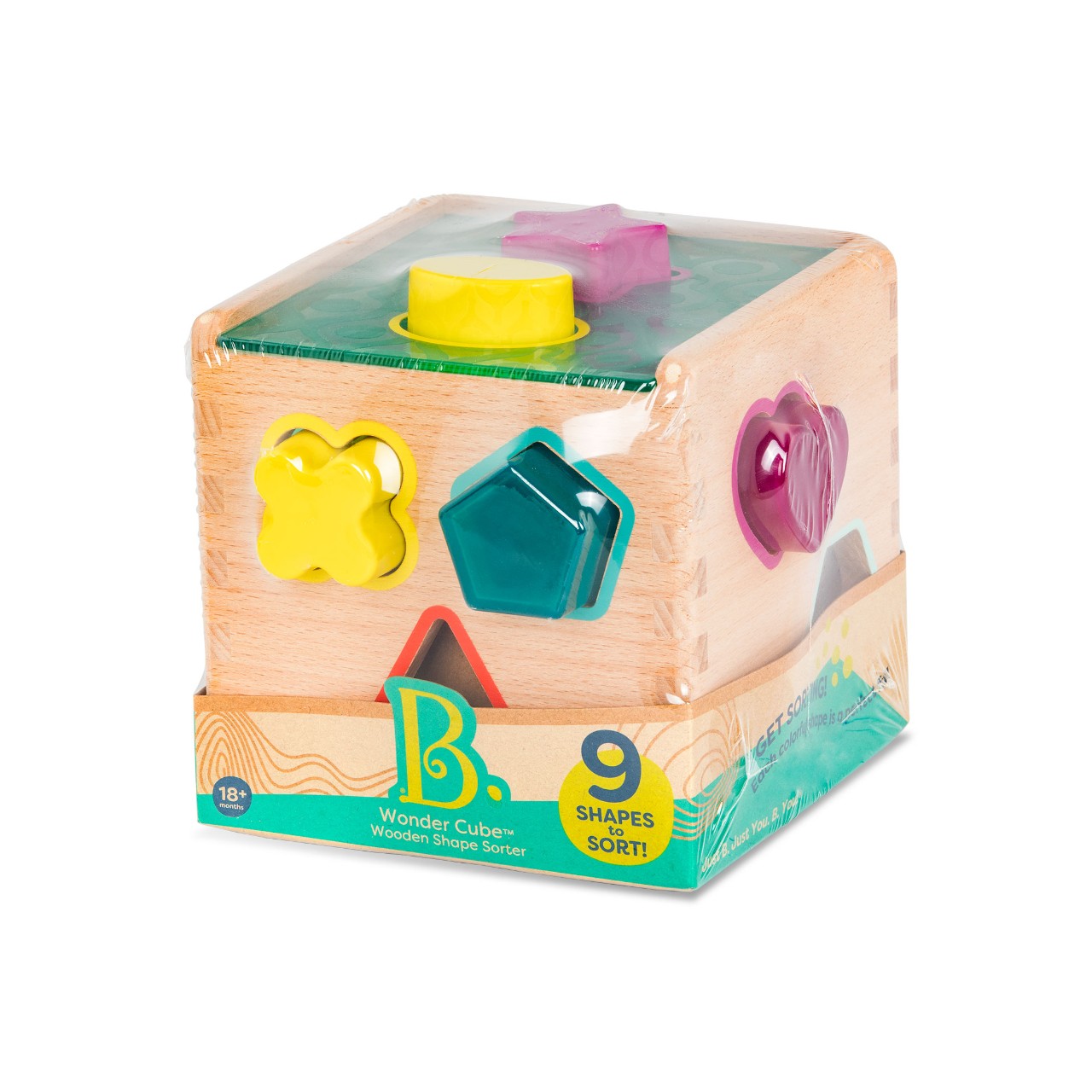 Btoys Drewniana Kostka Sorter Kształtów i Kolorów 18m+