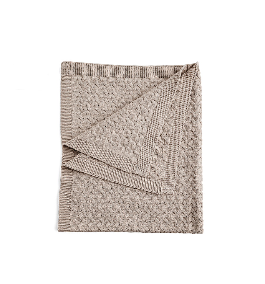  ooh noo Bawełniany kocyk niemowlęcy Warkocze beżowy 75×90 cm